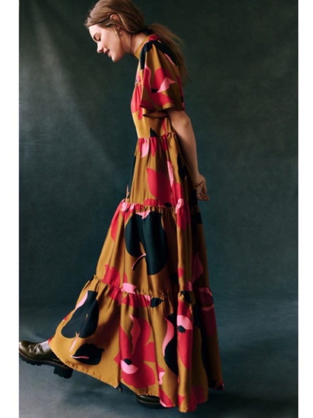 Anthropologie Corey Lynn Calter Gianna Tiered Abstract Maxi Dress Size XS